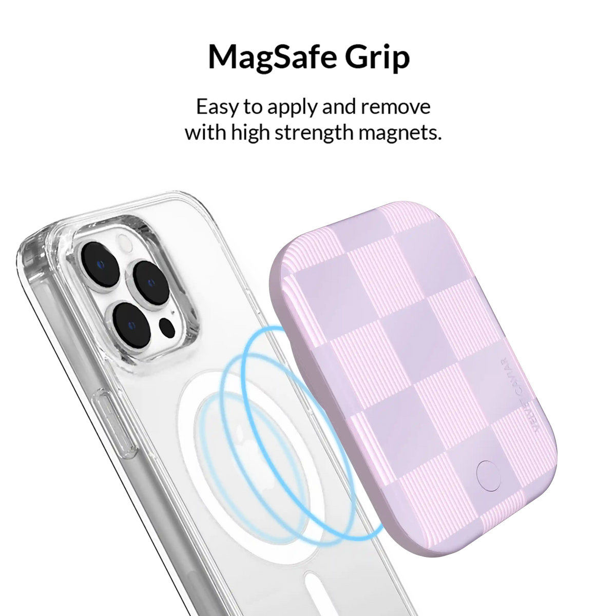 Lilac Vibe Checkered Portable MagSafe Charger Power Pack