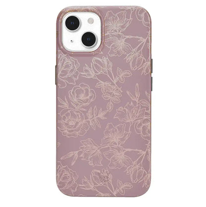 Dusty Rose Chrome Floral iPhone Case