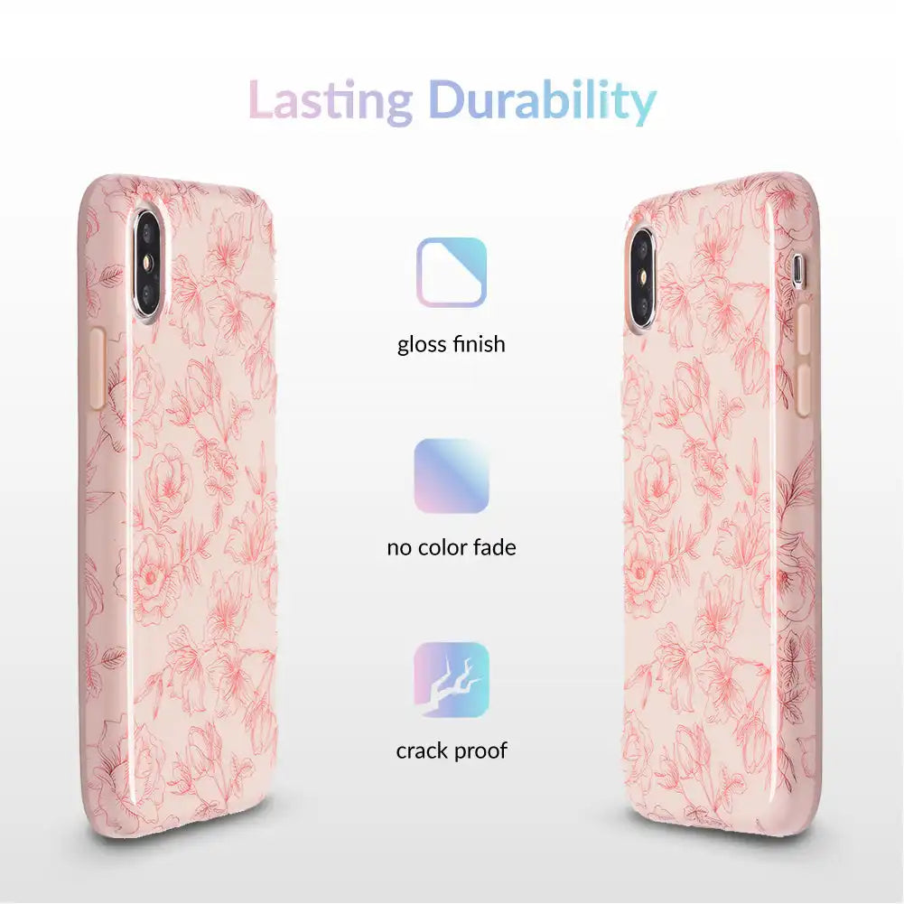 Nude Red Chrome Floral iPhone Case