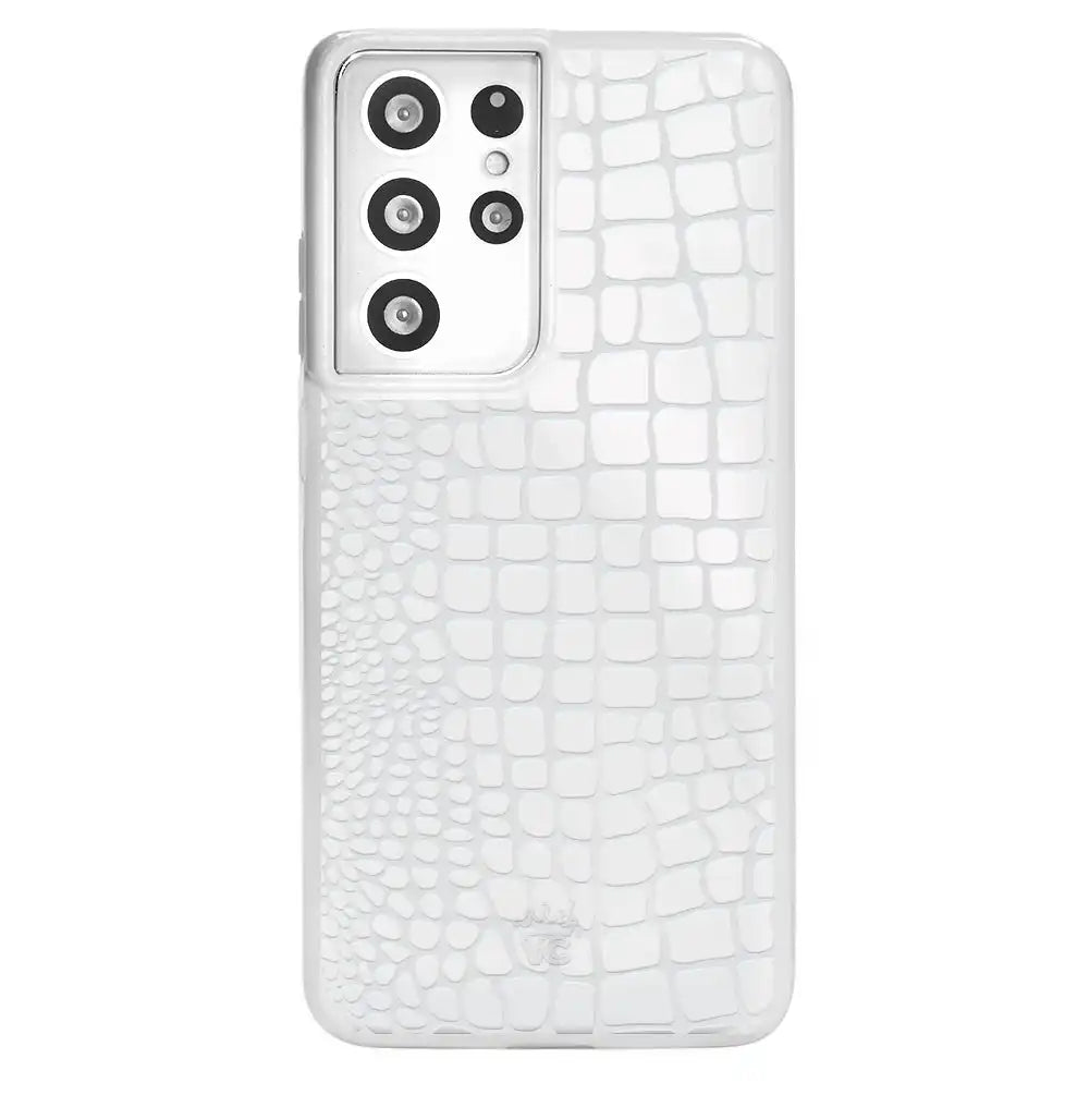 White Croc Samsung Case