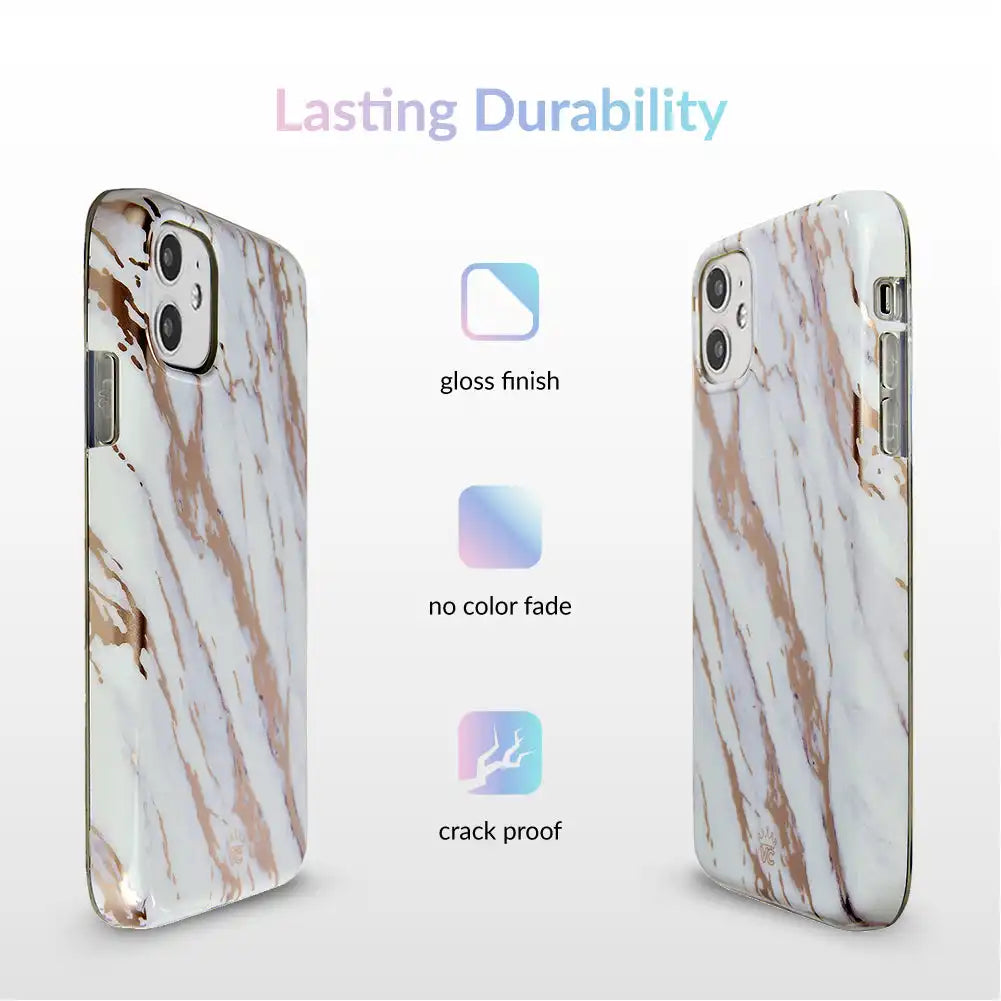 White Marble Rose Gold Chrome 2.0 iPhone Case